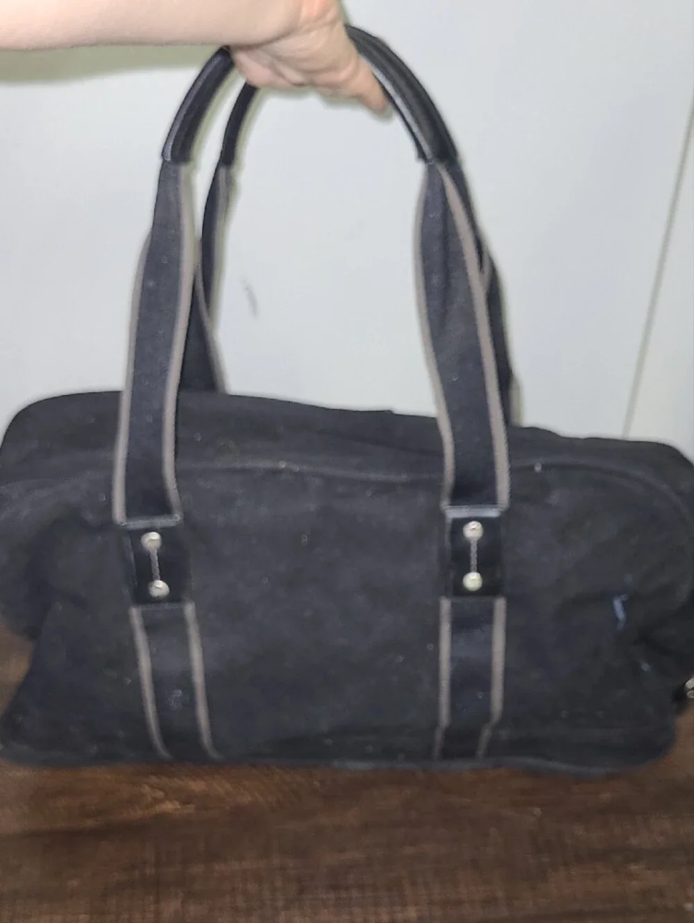 Coach Black Canvas Duffel Bag with Contrast Trim